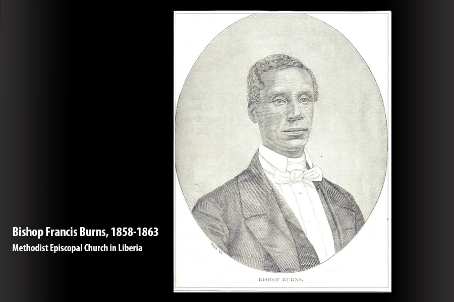 Bishop Francis Burns, missionary bishop of the Methodist Episcopal Church in Liberia, 1858-1863. Photo courtesy of the Liberia Annual Conference of The United Methodist Church.