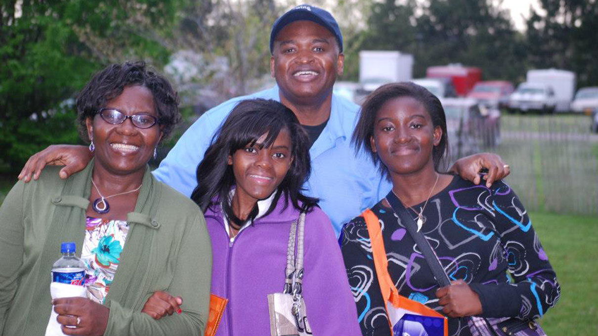 The Rev. Maidstone Mulenga poses with his wife Charity and daughters Lukonde and Mukuka. Photo courtesy of the Rev. Maidstone Mulenga.