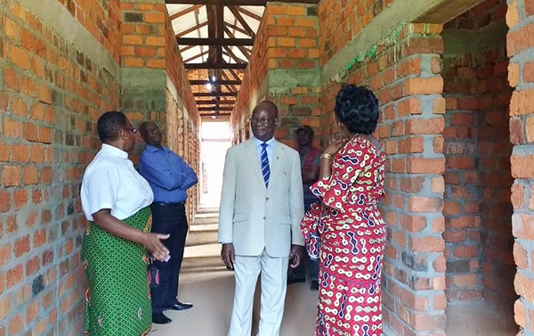 East Congo Area Bishop Gabriel Yemba Unda visits the Mamma Lynn Center in January in Kindu, the capital of the Maniema province of the Democratic Republic of Congo. The center, a project of The California-Pacific, Memphis and Tennessee conferences in cooperation with The United Methodist Church in the Congo, will give rape survivors a chance to heal and overcome the stigma that makes them outcasts. Photo by Judith Osongo Yanga, UMNS.