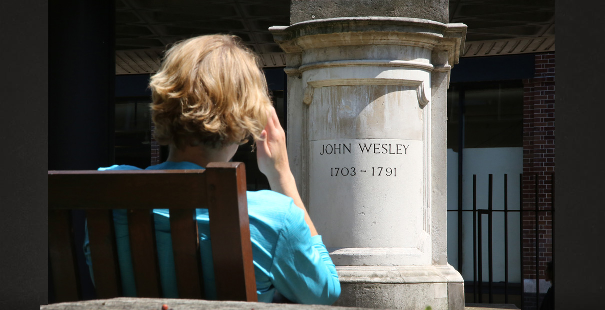 Pilgrims visit the tomb of John Wesley and learn a valuable lesson for ministry from his epitaph. Photo by Kathleen Barry, United Methodist Communications.
