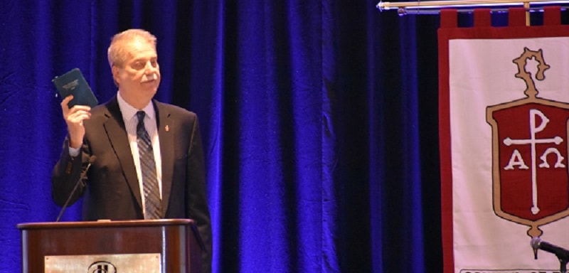 COB President Ken Carter delivers the opening sermon at the May 2019 COB meeting. Photo courtesy of Council of Bishops.