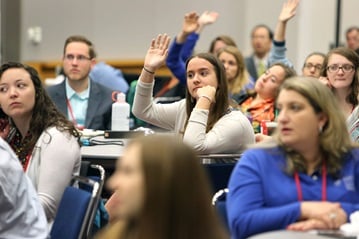 Seminary students ask questions of the Rev. Adam Hamilton during the seminary students briefing at the 2016 United Methodist General Conference in Portland, Ore. Photo by Kathleen Barry, United Methodist Communications.