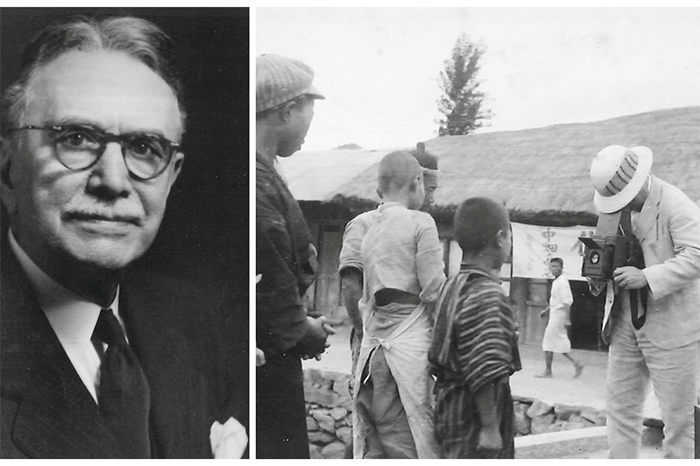 Herbert Welch, who founded the Methodist relief agency that later became UMCOR. Right: Welch taking photos in Korea, 1919, where he served as a mission bishop. 