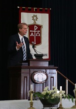 COB President Ken Carter gives presidential address at opening plenary of November COB meeting. Photo by Maidstone Mulenga.