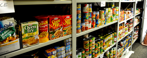 Food pantry items on shelves. Food pantry items on shelves. Courtesy photo.