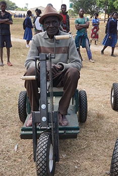 This recipient of a new PET in Lufwanyama, Zambia, in June 2019, was recommended to PET Zambia by a government partner that coordinates services for people with disabilities across the country.
