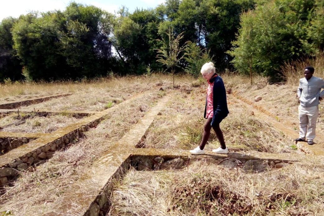 Kay Oursler (left) and a friend (right) surveys the land where Sawata will be built. Photo courtesy of Kay Oursler.