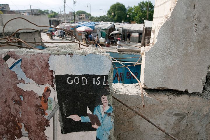 A shattered wall at St. Martin Methodist Church in Port-au-Prince, Haiti, Earthquake 2010