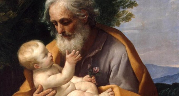 Painting by Guido Reni, c. 1635, depicts Joseph with infant Jesus. Courtesy Wikimedia Commons. 