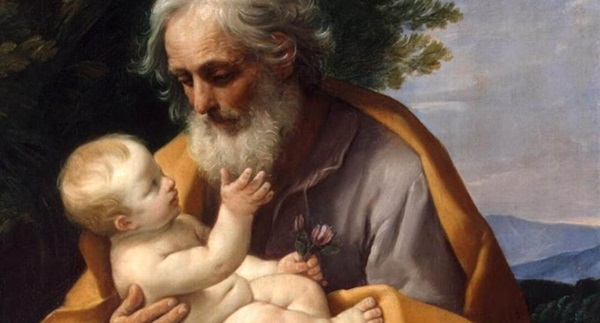 Painting by Guido Reni, c. 1635, depicts Joseph with infant Jesus. Courtesy Wikimedia Commons.