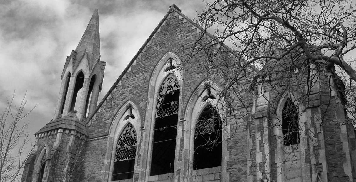 An abandoned church serves as a reminder of the damage that can be done by clergy misconduct. Derivative of "Abandoned Church" by A QUIVERFUL OF FOTOS, courtesy of Flickr, by United Methodist Communications. 