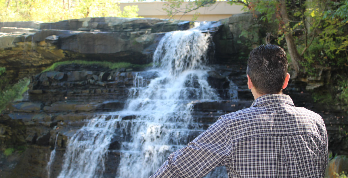 A waterfall at Cuyahoga Valley National Park in Ohio. Photo by Kay Panovec, United Methodist Communications.
