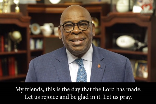 Bishop L. Jonathan Holston of the South Carolina Conference welcomes visitors to a recent prayer video. Screenshot of video by the South Carolina Conference of The United Methodist Church. Bishop L. Jonathan Holston of the South Carolina Conference welcomes visitors to a recent prayer video. Screenshot of video by the South Carolina Conference of The United Methodist Church.