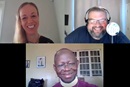 Bishop John Yambasu, Megan Klingler and Joe Iovino converse via conference call for an episode of Get Your Spirit in Shape podcast. Screen shot of conference call by United Methodist Communications. Bishop John Yambasu, Megan Klingler and Joe Iovino converse via conference call for an episode of Get Your Spirit in Shape podcast. Screen shot of conference call by United Methodist Communications.