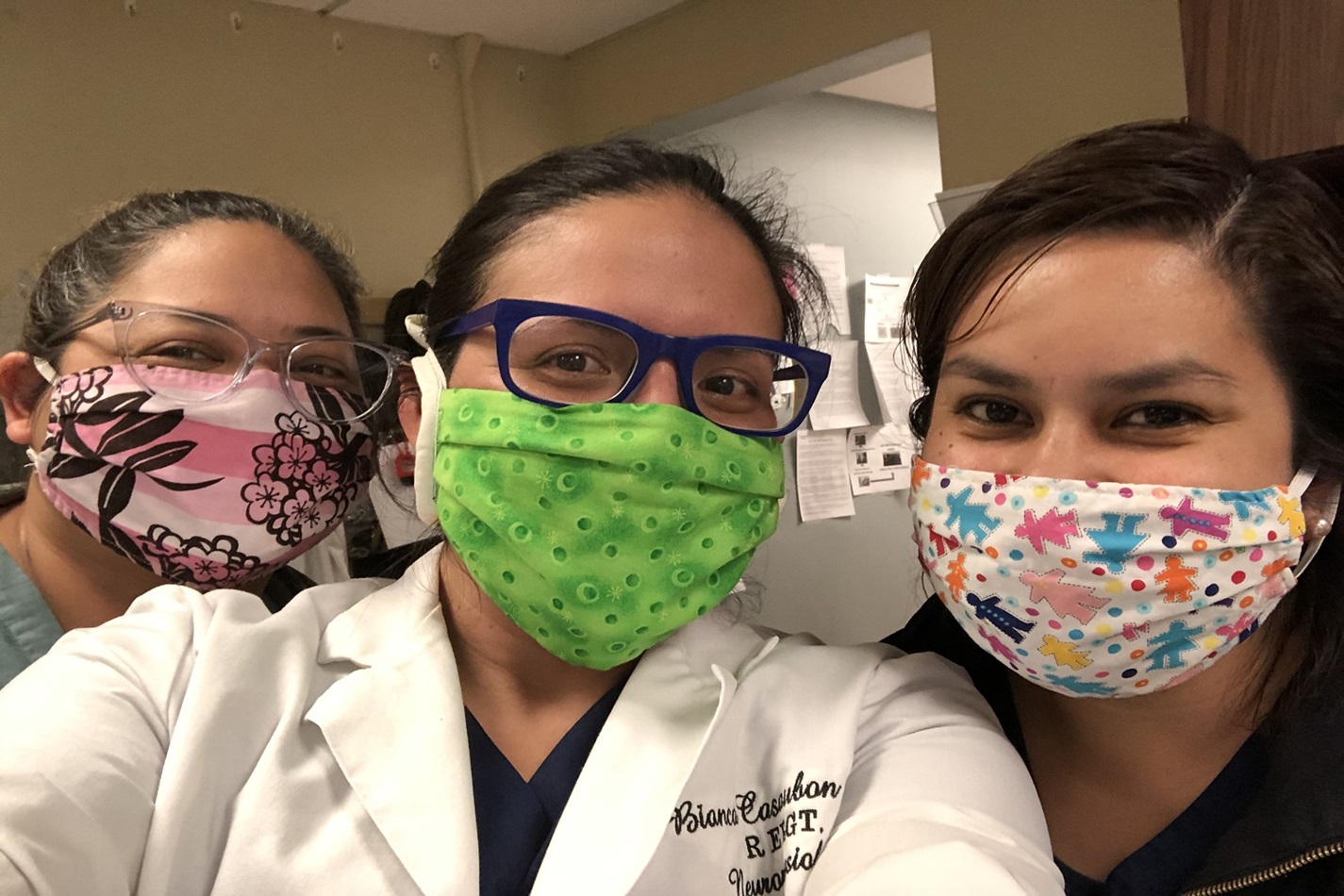 Healthcare workers at Swedish Hospital in Chicago have received masks from La Trinidad's United Methodist Church's sewing group. Photo by Valerie Mendoza.