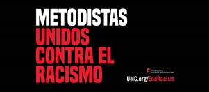 Logo de la campaña #EndRacism de La Iglesia Metodista Unida. Gráfico de  Resourceumc.org