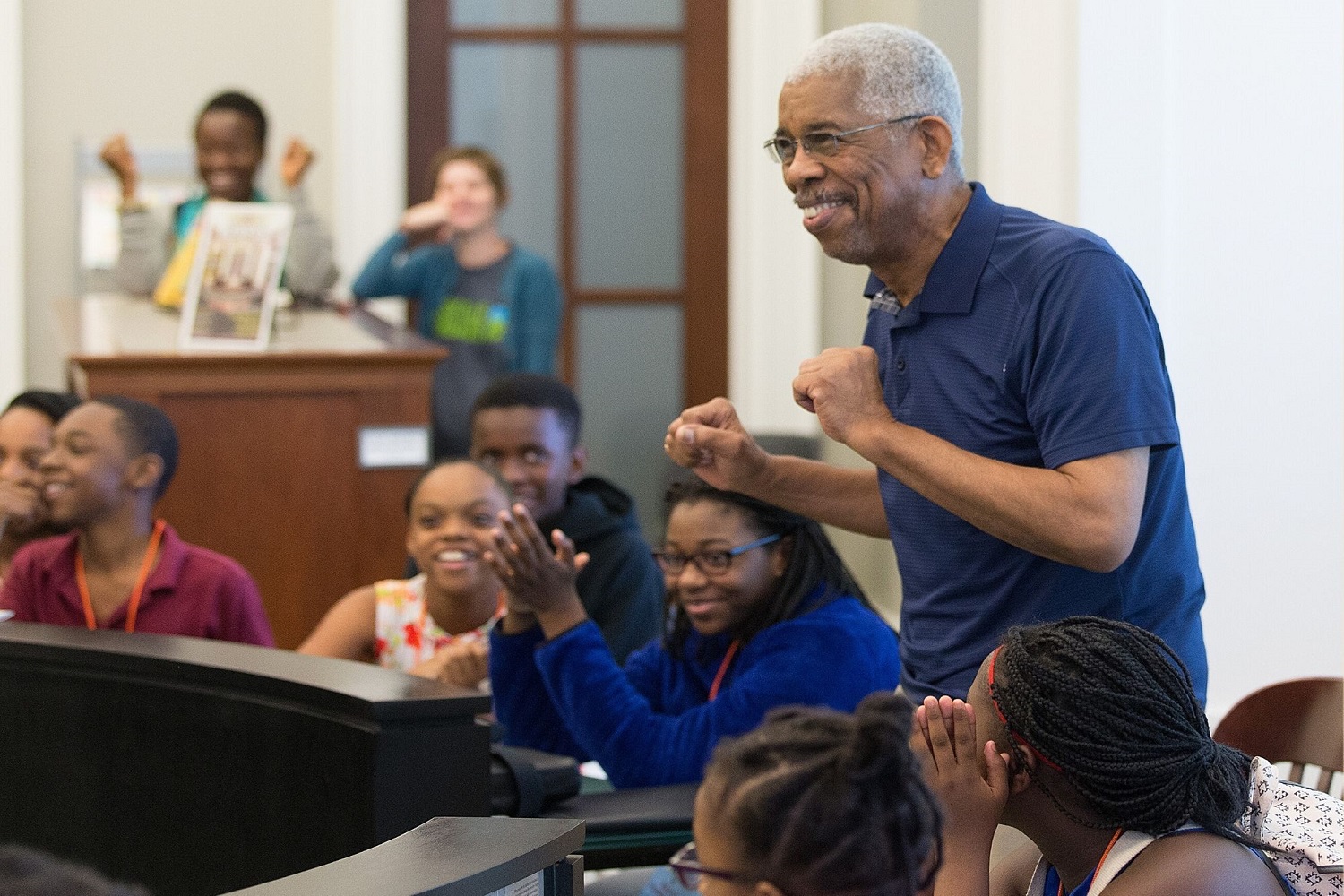 Freedom School scholars from Gordon Memorial United Methodist Church in Nashville, Tenn., visit the Civil Rights Room in 2017 at the Nashville Public Library to learn from Freedom Rider Rip Patton. Photo by Mike DuBose.