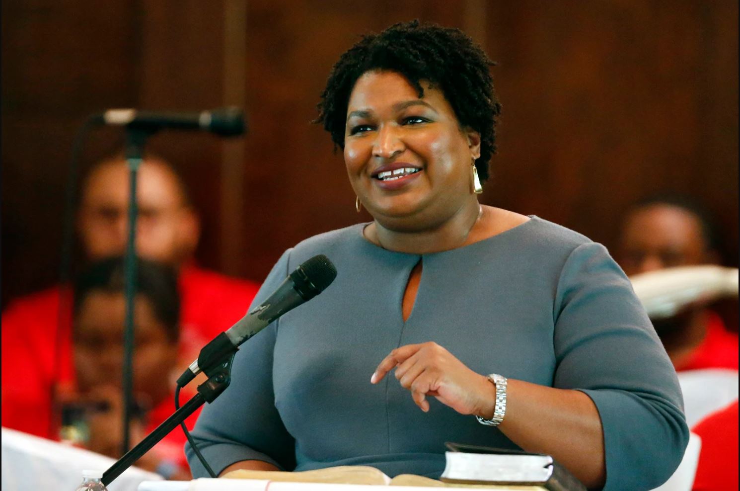 United Methodist Stacey Abrams, a former gubernatorial candidate in Georgia and former state representative, speaks to the congregation at Brown Chapel AME Church in Selma, Alabama, in March 2020. Photo credit: Butch Dill/AP