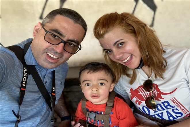 Cuban clergy couple, pastors Frank and Elizabeth Acosta of the Texas Annual Conference, with son Josue. 