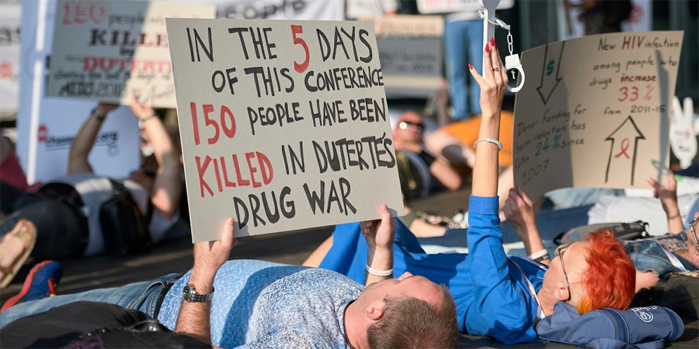 Protesters during the AIDS Conference in Amsterdam, Netherlands, 2018. Photo: Paul Jeffrey/WCC-EAA