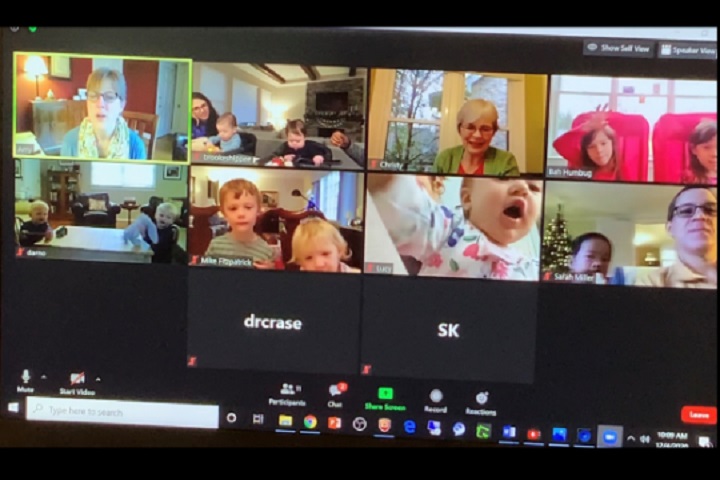 Amy Cooper, Children's Music Director from Belmont UMC leads children on Zoom