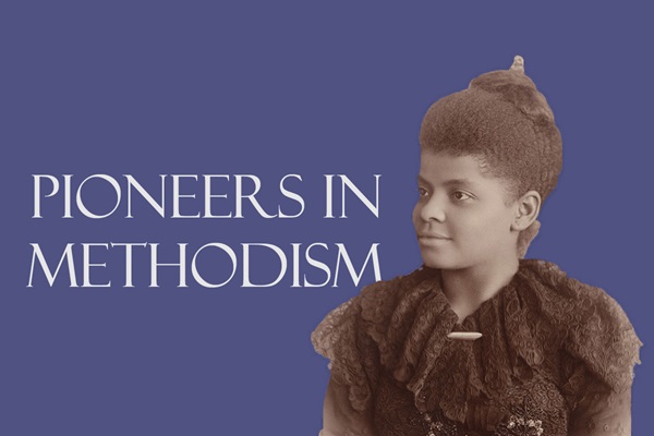 Foto de Ida B. Wells-Barnett, cerca de 1893. Foto por Sallie Garrity, cortesía de Wikimedia Commons; gráfico por Laurens Glass, Comunicaciones Metodistas Unidas.