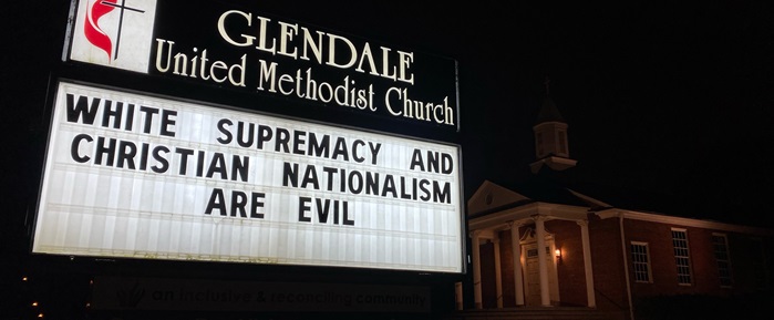 Anti-racism sign outside Glendale United Methodist Church