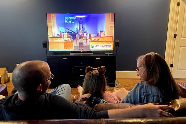 The Murdock family, members at Glendale United Methodist Church in Nashville, Tennessee, have stayed connected to their church through online worship services throughout the COVID-19 pandemic. Photo by Steven Kyle Adair, United Methodist Communications.