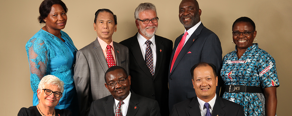 Members of the 2016-2020 Judicial Council. (From left) Front row: Deanell Reece Tacha, N. Oswald Tweh Sr., the Rev. Luan-Vu Tran. Back row: Lydia Romão Gulele, Ruben T. Reyes, the Rev.Øyvind Helliesen, the Rev. Dennis Blackwell, and the Rev. J. Kabamba Kiboko. (Not pictured, Beth Capen) Photo by Kathleen Barry, United Methodist Communications 