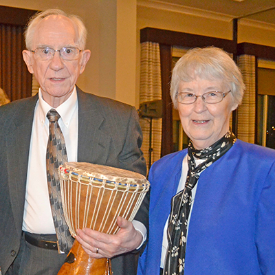 Rev. Bill and Marty McFadden receive Africa University's highest honor, the Drum Award. Courtesy photo.