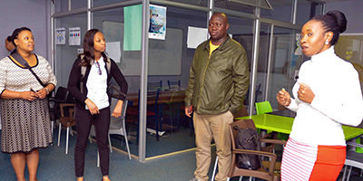Claflin U faculty at AU, visiting the i5Hub on campus. Courtesy photo.