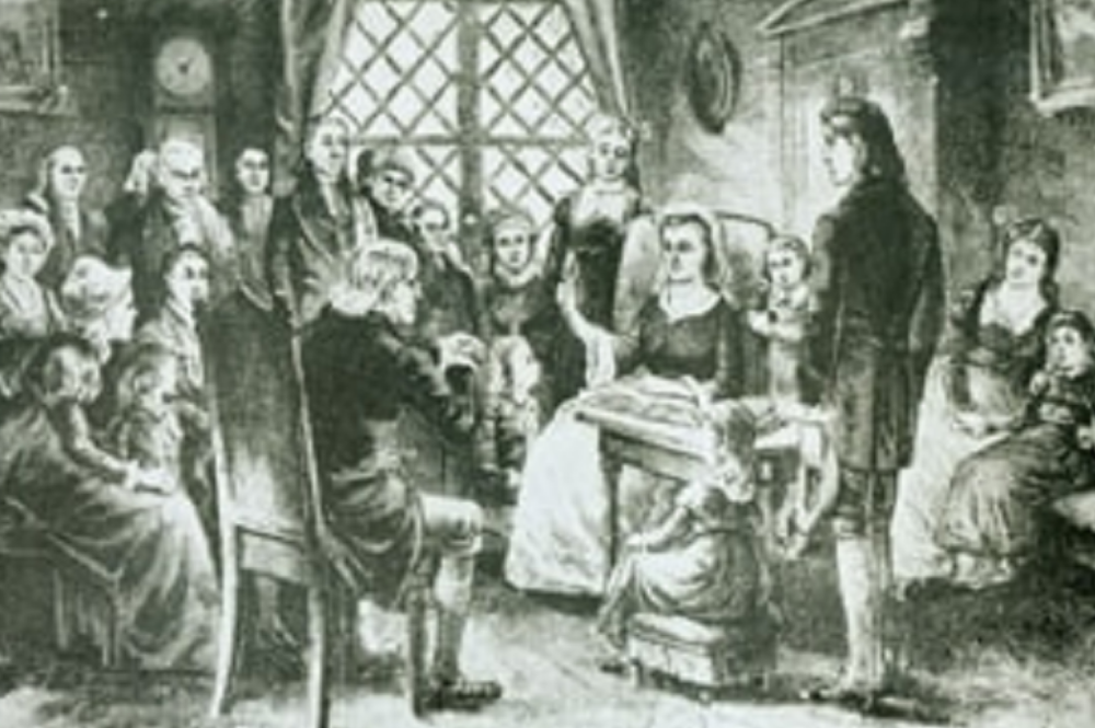 The devotion times Susanna Wesley initially led for her family soon included many members of the congregation.. Photo illustration courtesy of the General Commission of Archives and History.