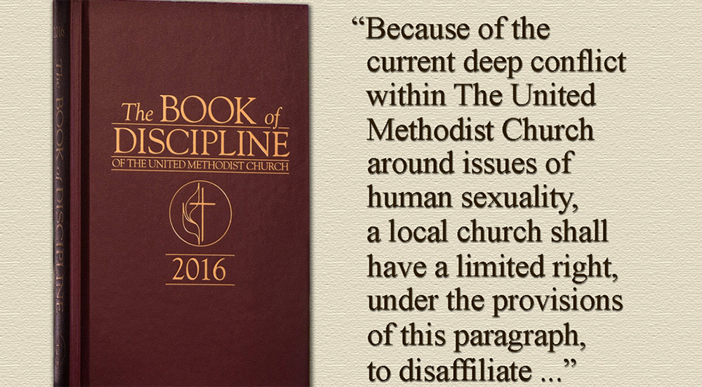The United Methodist Judicial Council has released six decisions dealing with Paragraph 2553, a new church law that allows congregations to leave with property under limited conditions. The rulings all stem from questions raised during the 2020 and 2021 annual conference seasons. Photo by Mike DuBose; illustration by Laurens Glass, UM News.