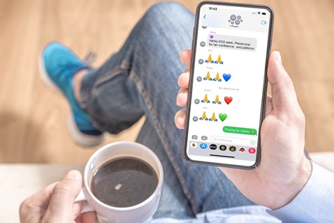 A growing number of United Methodists have found texting to be a way to both encourage and be encouraged, as well as develop their faith alongside others. Canva design by Crystal Caviness, United Methodist Communications.