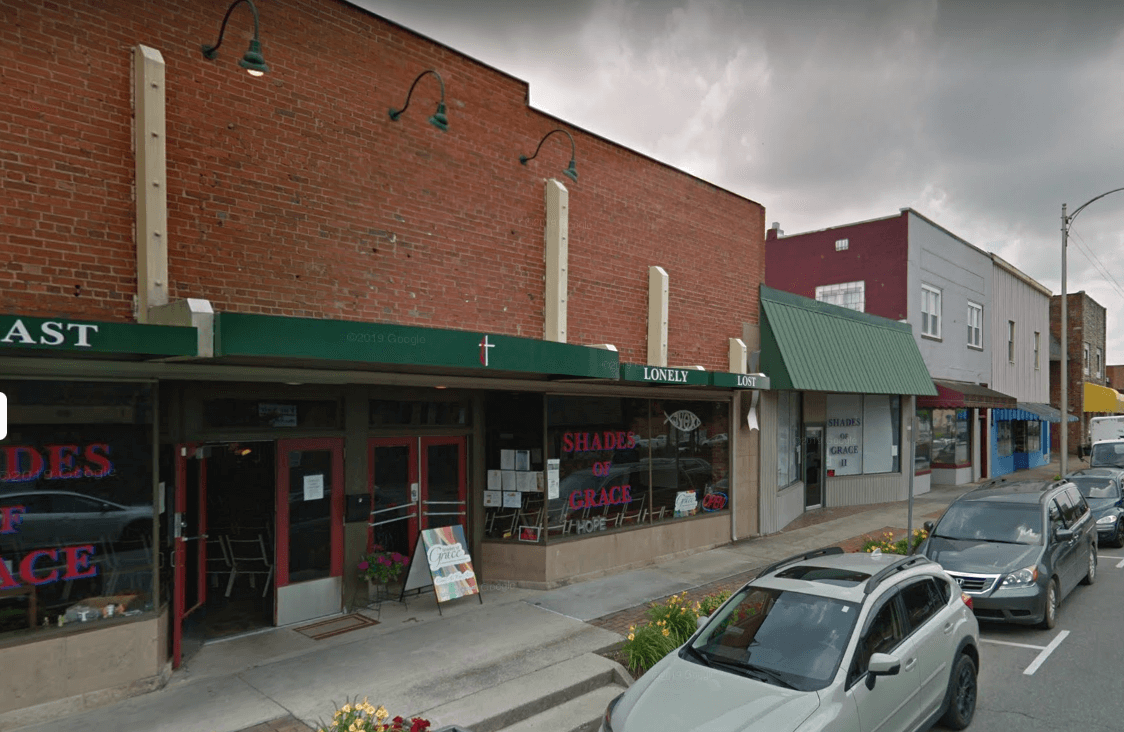 Shades of Grace UMC, located in an unassuming 100-year-old storefront in downtown Kingsport, Tenn., is a place where miracles occur daily, members say. Street view photo courtesy of Google.