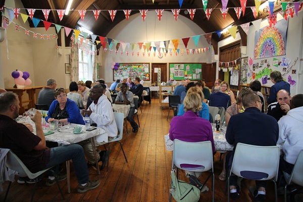 Fellowship lunch of 2016 Wesley Pilgrims with Epworth Methodist Church, Epworth, England. Photo by Kathleen Barry, United Methodist Communications