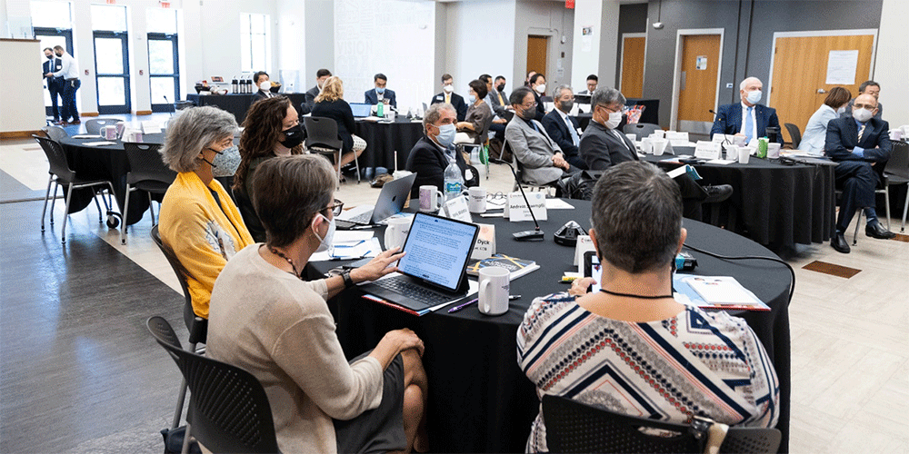 Consultation guests from The United Methodist Church and the Korean Methodist Church gathered at Global Ministries’ headquarters in Atlanta, Georgia, on Aug. 15-17, 2022. Photo: Cindy Brown.