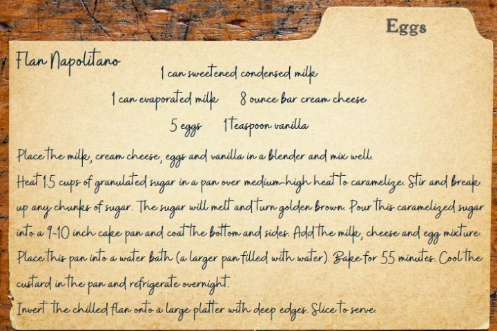 Recipe card for Flan Napolitano