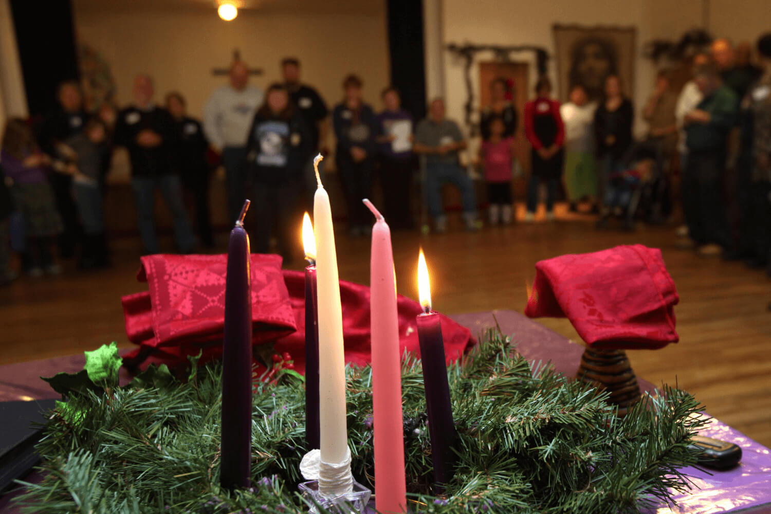 Advent wreath at 61st Avenue UMC in Nashville, Tennessee