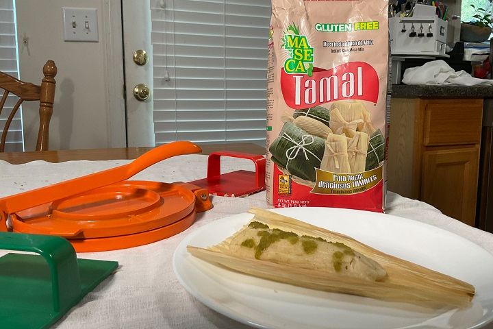 Tamale on the table at Bilha Alegria's home