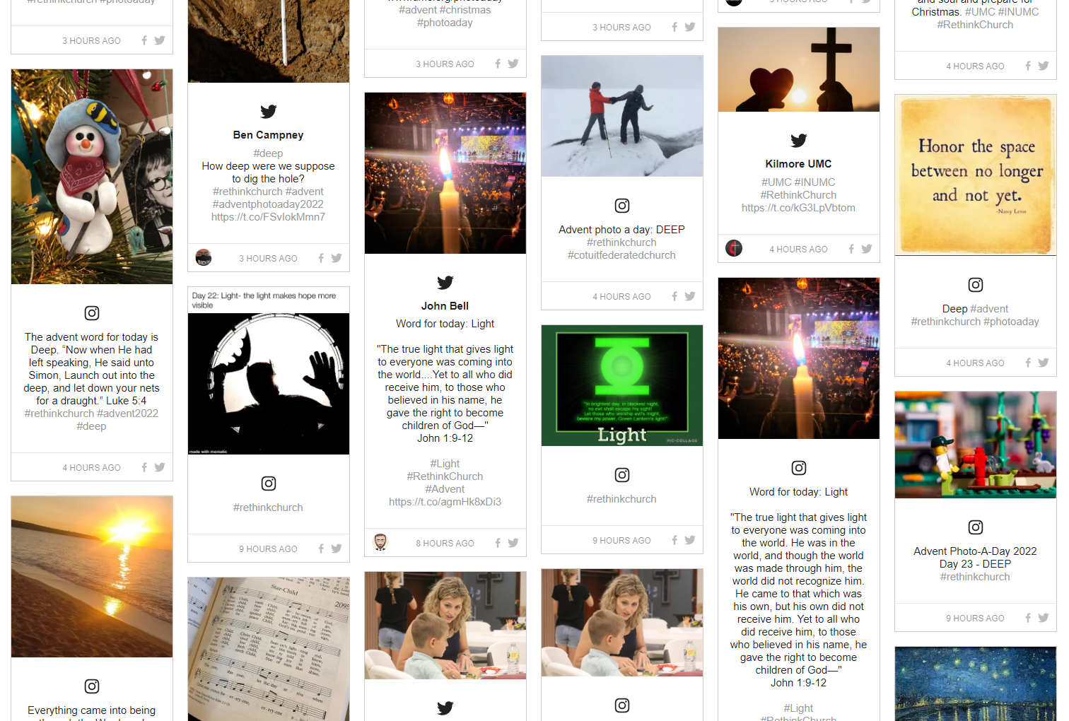 A sampling of images posted by participants as seen on UMC.org/RethinkChurch. (Image courtesy of United Methodist Communications.)