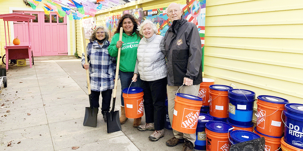 California-Nevada Conference ERT members deliver UMCOR cleaning buckets to Ayudando Latinos A Sonar (ALAS), a local nonprofit serving residents affected by flooding in Half Moon Bay. (Credit: Courtesy of CAL-NEV Conference Disaster Response Office)