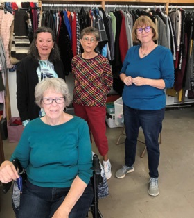 Volunteers from St. Paul’s United Methodist Church visit weekly to stock and organize Mission Row. The ministry volunteers are a close-knit community. Volunteer Frances Lawson (center) said, “We care about each other, not just the ministry. We’ve all connected.” Photo courtesy of Pastor Kimberlynn Alexander