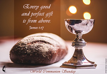 World Communion Sunday, 2023, UM News. James 1:17; Photo by James Colman/Unsplash; meme by Laurens Glass for UM News.