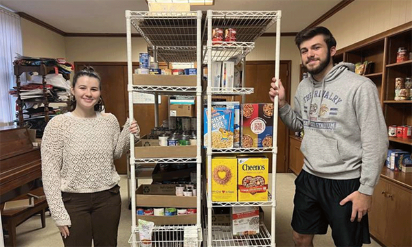 Photo: LINC founders Abigail Franco and Aidan Barth in the Resource Pantry they established at New Providence UMC.  Lani Mustacchi photo