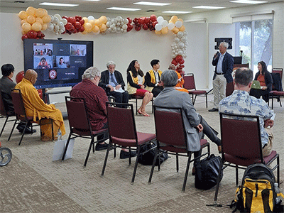 Rev. Dr. Jeffrey Kuan, Claremont School of Theology, sharing remarks at the National Buddhist-Christian Dialogue in Los Angeles, CA, May 29.