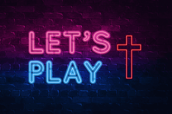 Gamification for discipleship in the church lets-play-cross-neon-sign