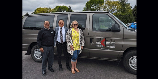 Angel (right) and Lourdes (left) Franco stand beside Rev. Dr. Woojae Im (center), their district superintendent. Im was their connection to the Korean church that donated funds for the van. Angel (right) and Lourdes (left) Franco stand beside Rev. Dr. Woojae Im (center), their district superintendent. Im was their connection to the Korean church that donated funds for the van.