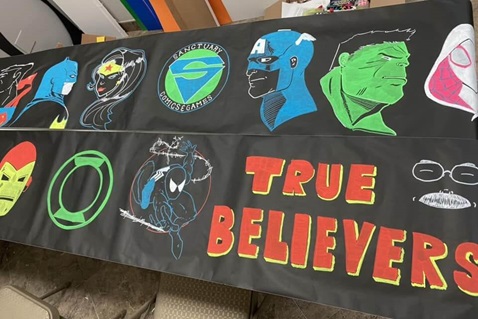 sanctuary comics banner Banner for Sanctuary Comics and Games, and outreach ministry of Village UMC