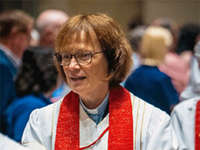 Bishop Debra Wallace-Padgett, who leads the North Alabama and Holston conferences, joins with other bishops in processing during the Northeastern Jurisdictional Conference held July 10-12 in Pittsburgh. Starting Sep 1, Wallace-Padgett will lead both Holston in the Southeastern Jurisdiction and the West Virginia Conference in the Northeastern Jurisdiction. Photo courtesy of the United Methodists of Eastern Pennsylvania Facebook page.